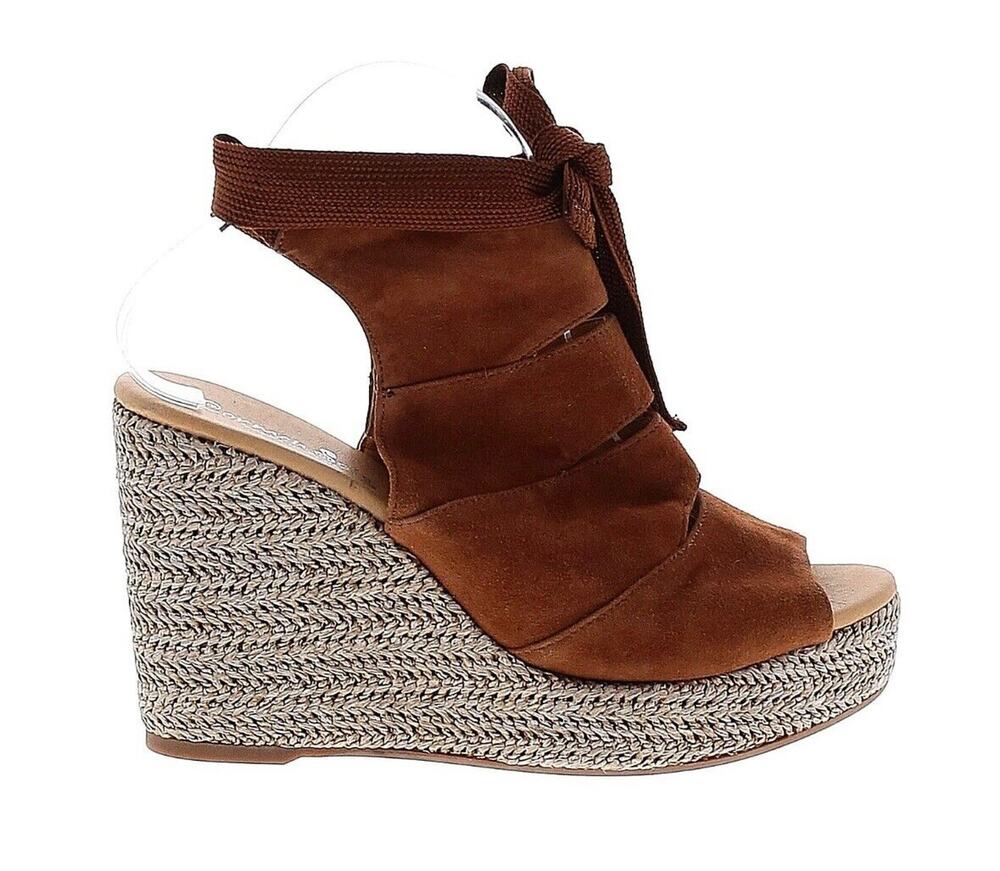 Anthropologie Carmen Saiz Leather Strappy Espadrille Wedge Sandals Sz 40/9-9.5